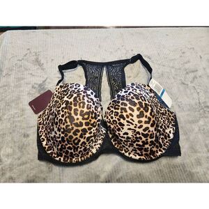 Paramour Leopard Print Push-Up Bra with Black Lace Back